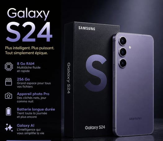 Samsung Galaxy S24 en très bon état et fonctionnel