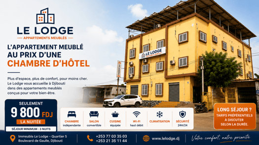 Location d\'un Appartement meublé avec climatisation et Wi-Fi à Djibouti -Le Lodge