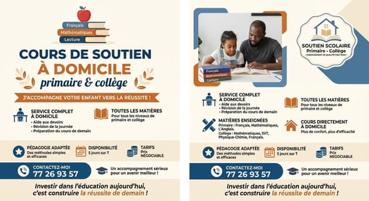 Cours de soutien scolaire à domicile pour primaire et collège