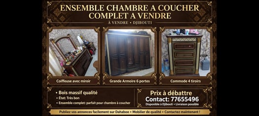 Chambre à coucher solide avec 2 chevets en bon état