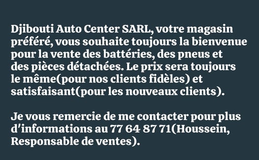 Pièces détachées Hyundai/Kia, pneus et batteries de qualité à Djibouti