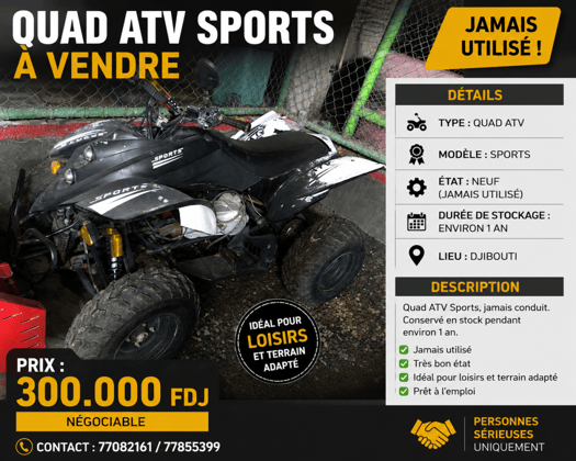 Quad ATV Sports neuf en parfait état