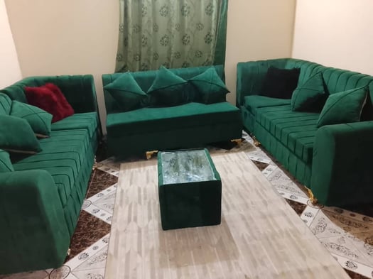 Salon velours vert émeraude complet en très bon état