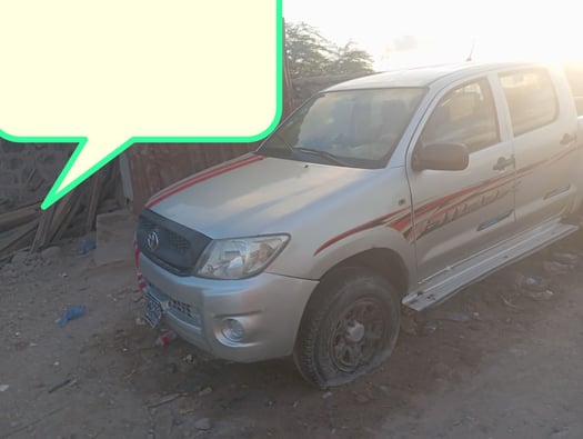 Toyota Hilux Double Cabine diesel, carrosserie argentée avec bandes rouges