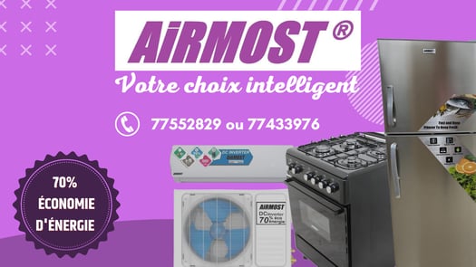 Climatisation, frigos et lave-linge Airmost disponibles à Djibouti chez ELECTRO PLUS – Vente, installation, SAV inclus.