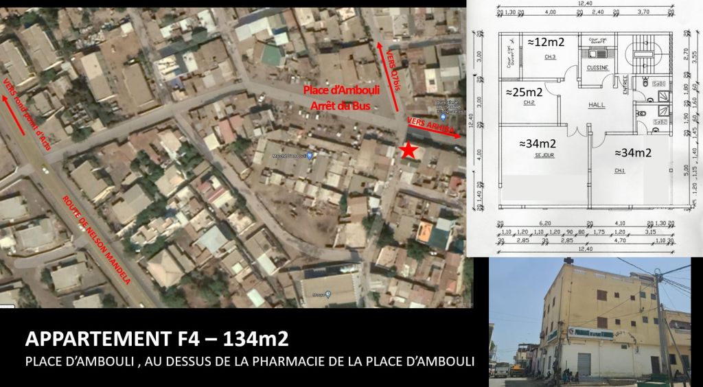 Appartement F4 -134 m2 + Terrasse - Place d\'Ambouli