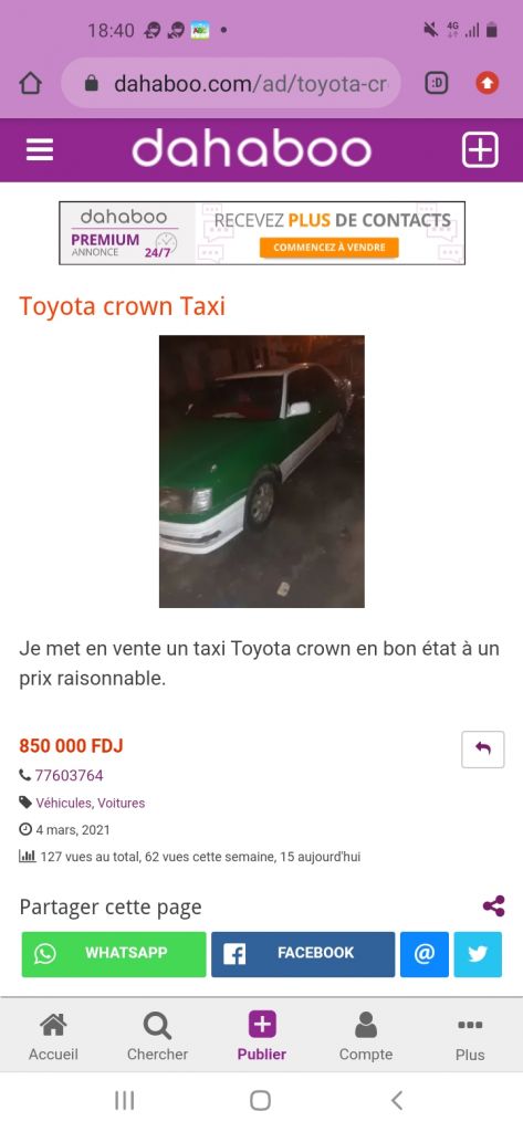 Vente voiture toyota crown