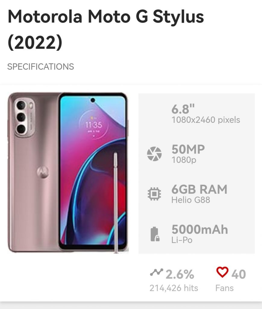 Motorola moto G stylus 2022