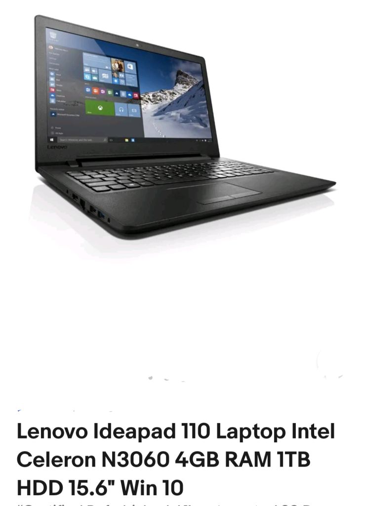 Lenovo Ideapad 110 Laptop Intel N3060 4GB RAM 500GB SSD 15.6\