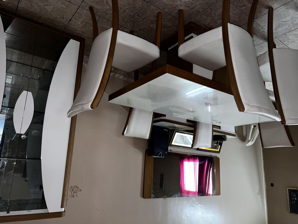 Ensemble Salle à Manger 1 Table + 2 Tabourets Pliants – MDF Et Fer Argenté, 80x53x74 Cm, Design Moderne - 9