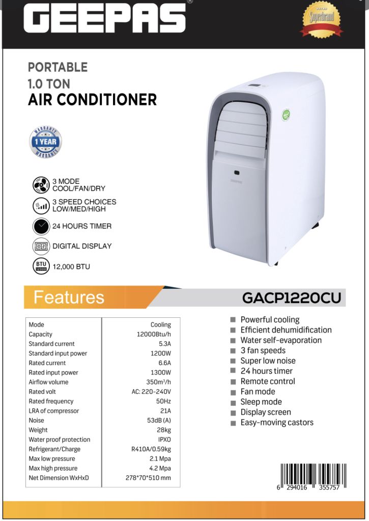 Portable Air Conditioner 1.0 Ton à Djibouti