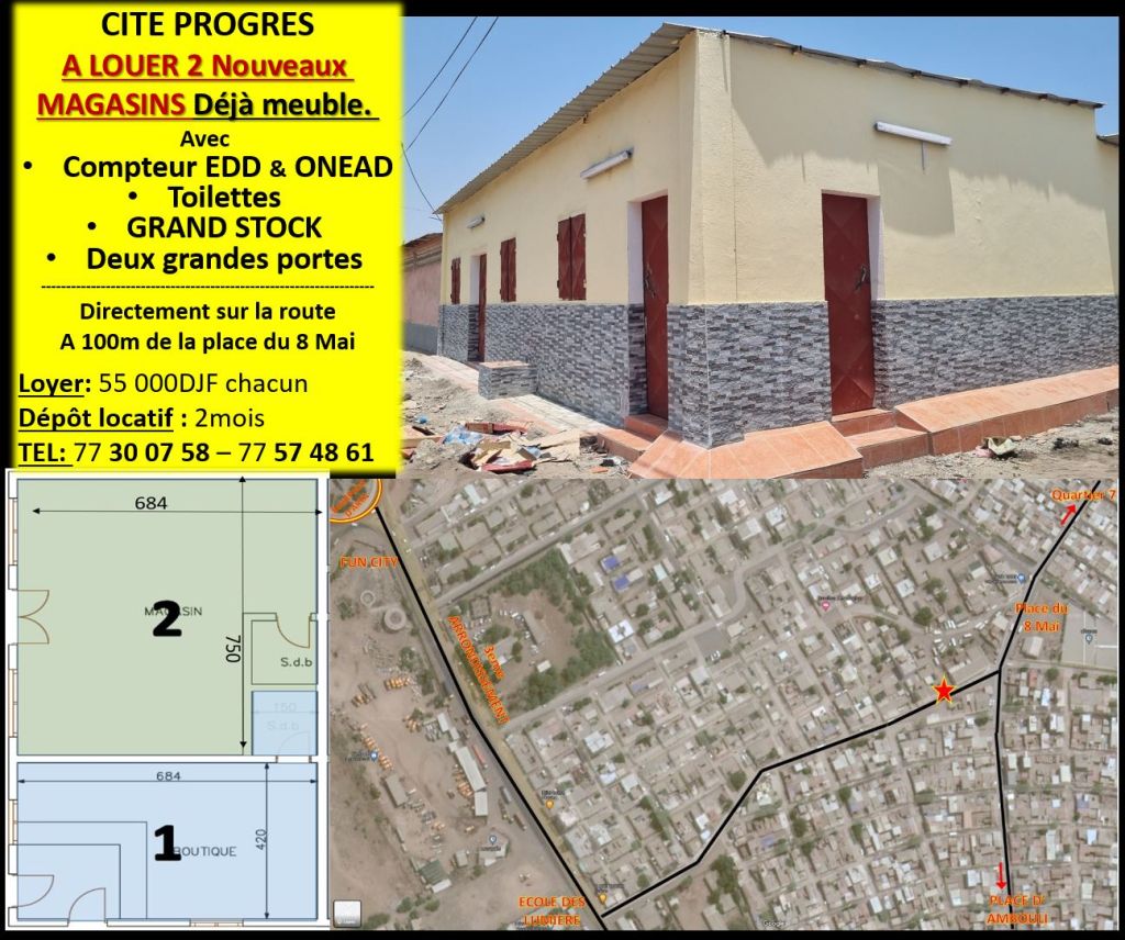 A LOUER 2 MAGASINS MEUBLE a CITE PROGRES