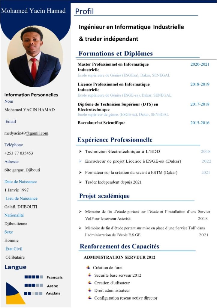 Recherche Emploi poste d\'ingénieur en Informatique Industrielle et Expert en Trading Forex