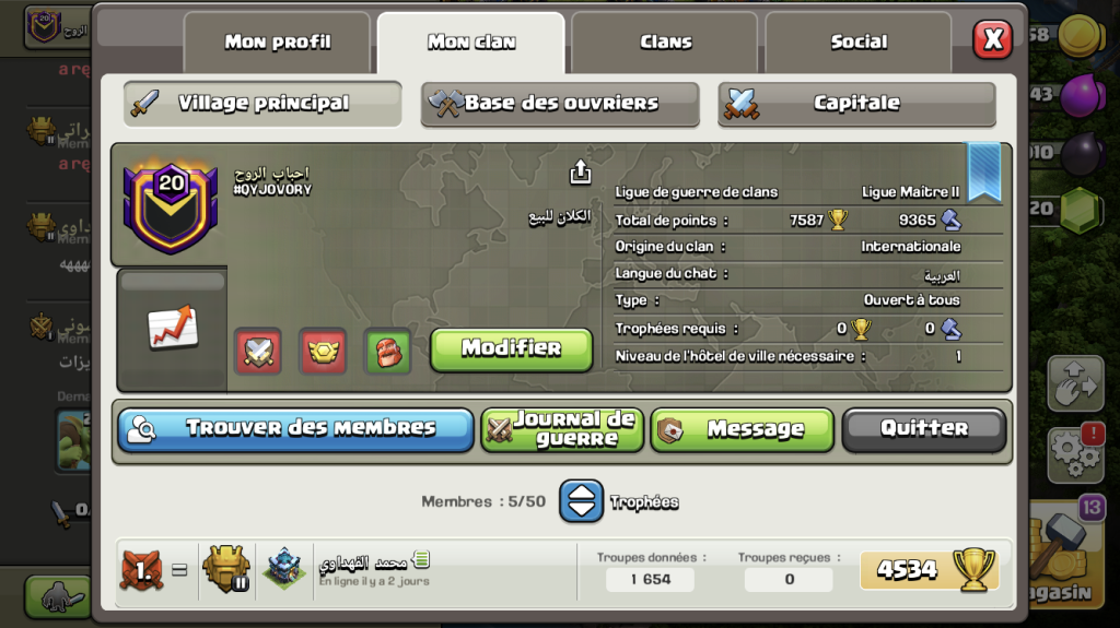 Clan niveau 20 dans le jeu clash of clans à Djibouti