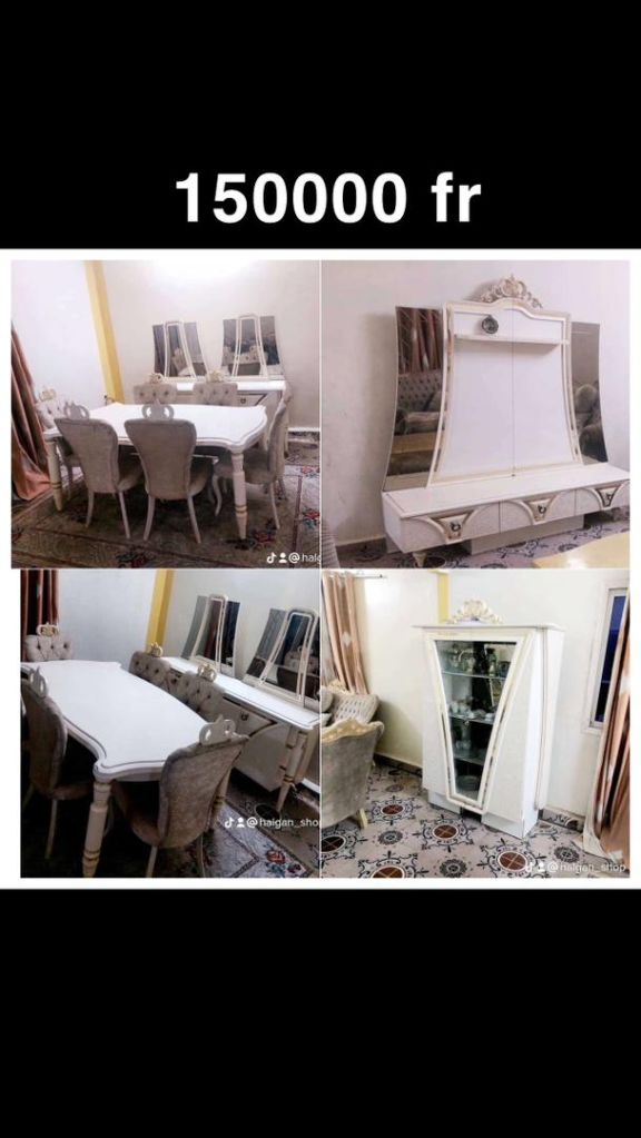 Table a Manger avec chaises commode avec miroir et living