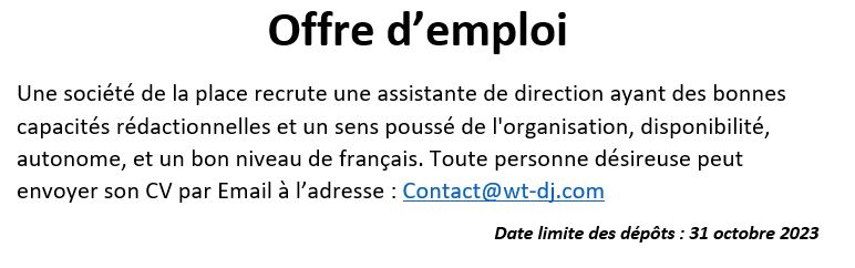 Offre d\'Emploi d\'Assistante Administrative