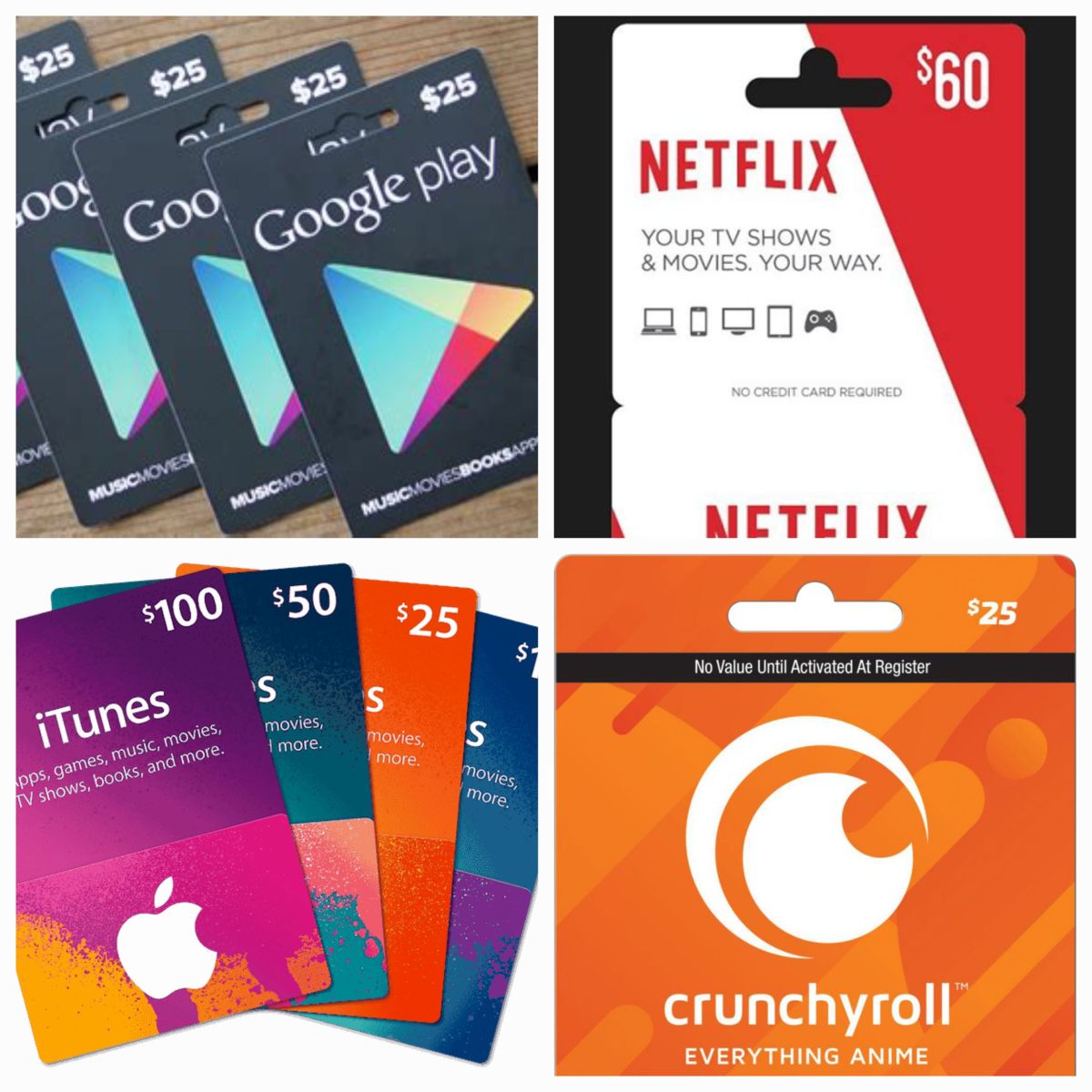 Code carte playstore / Apple iTunes / Netflix