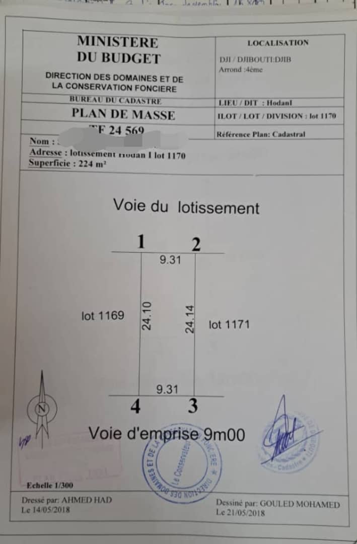 Terrain 224 m² Cité Hodan