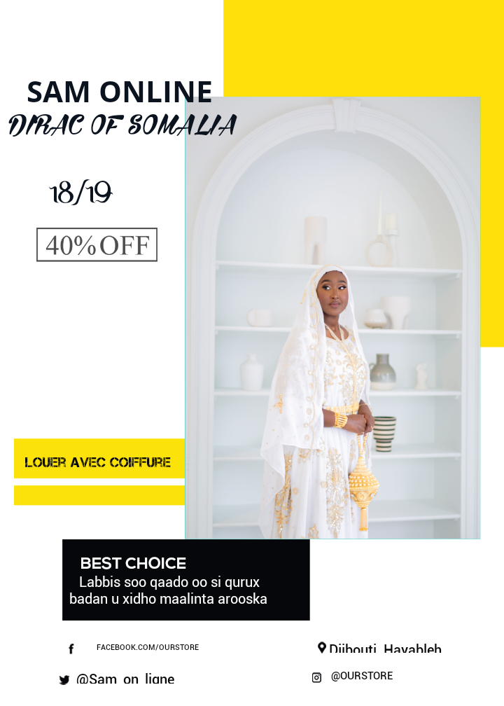 Dirac de mariage somalien avec tadjab étincelant