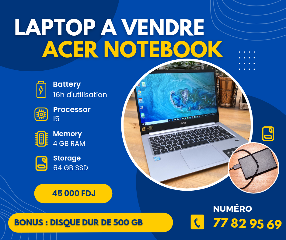 Ordinateur portable Acer Notebook N20h2 64 Go, idéal pour étudiants