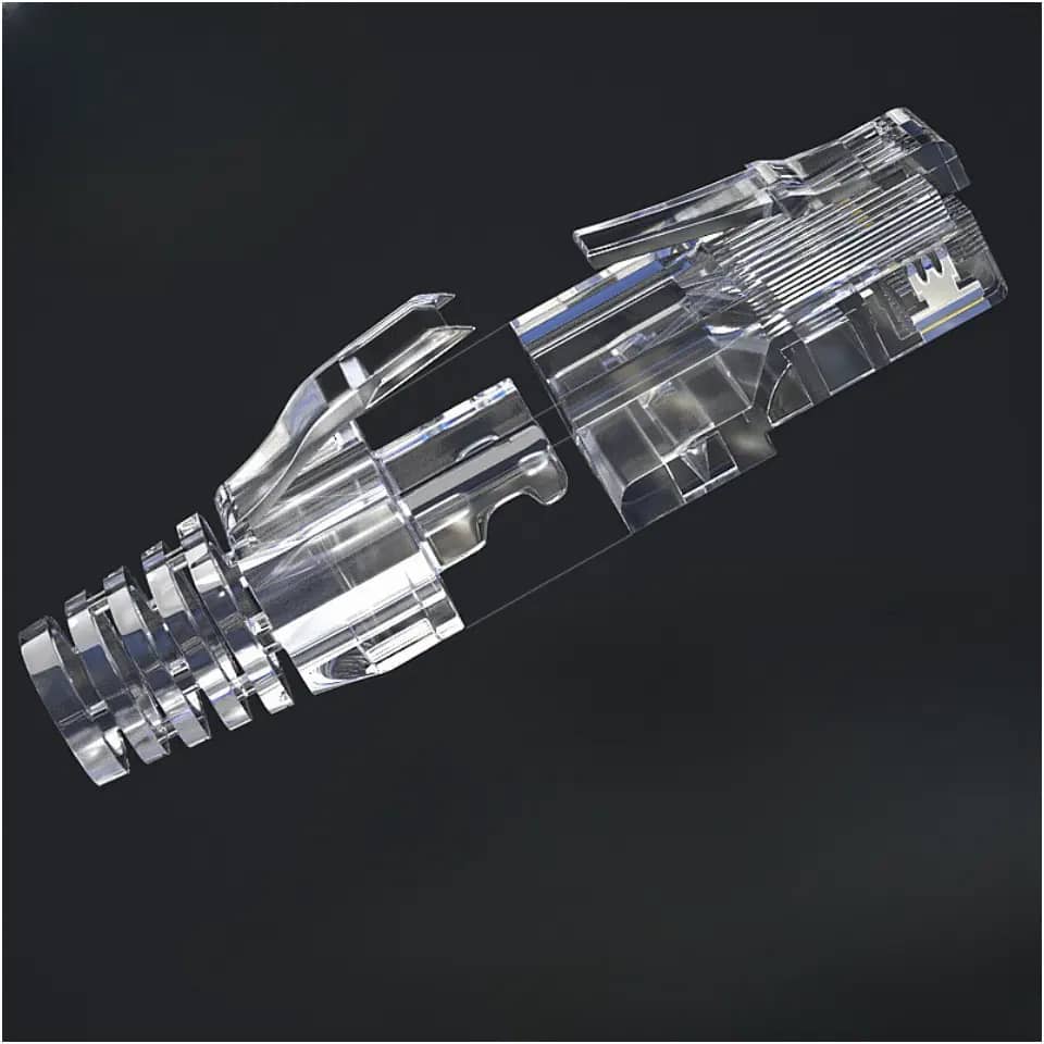 Connecteur RJ45 pass-through + capuchon de protection + câble réseau CAT6 + outil de sertissage EZ