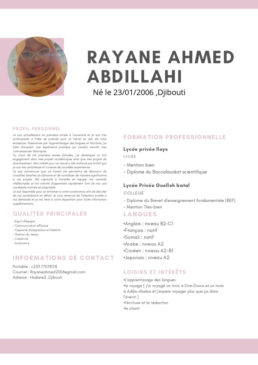 Etudiante en recherche emploi ou stage rémunéré