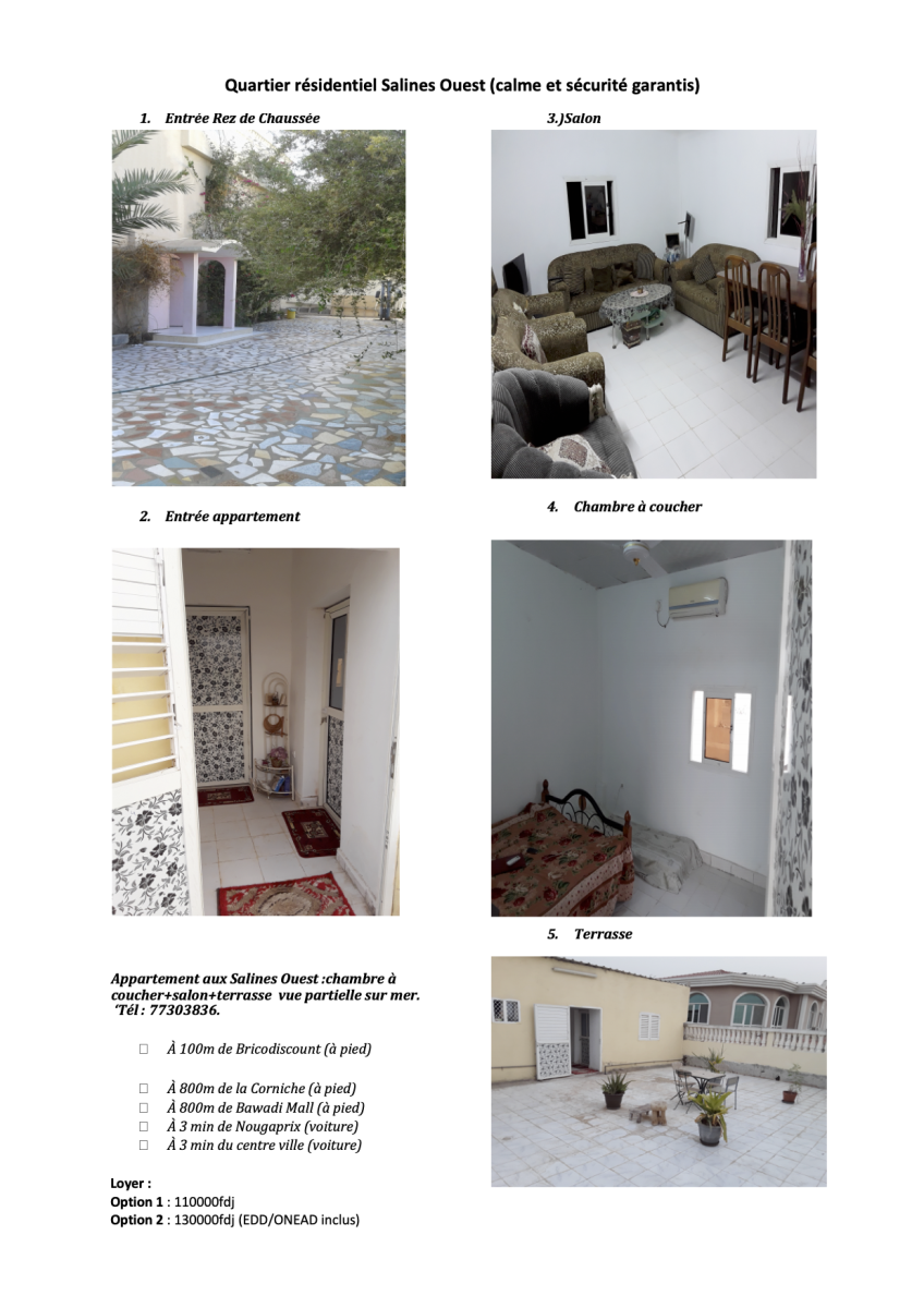 Appartement F2 avec grande terrasse proche de la Corniche et des commodités