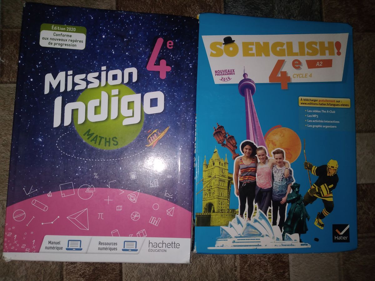 Manuels pour 4ème en anglais et mathématiques - Programme Nouveau