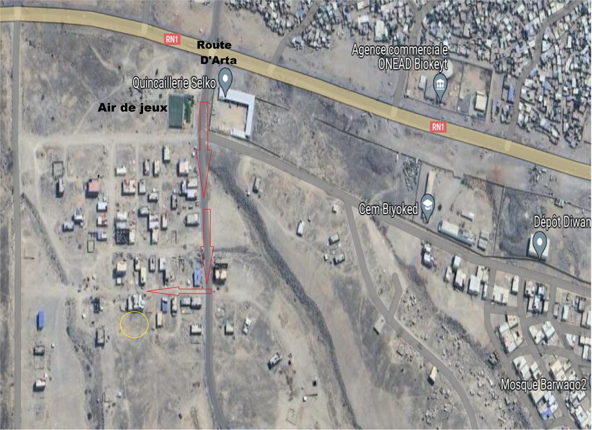 Terrain de 120 m2 avec titre foncier à proximité de la Route d\'Arta - Cité Barwaqo 2