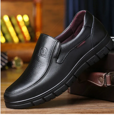 Chaussures en cuir véritable pour hommes - Noir - Tailles 39-42