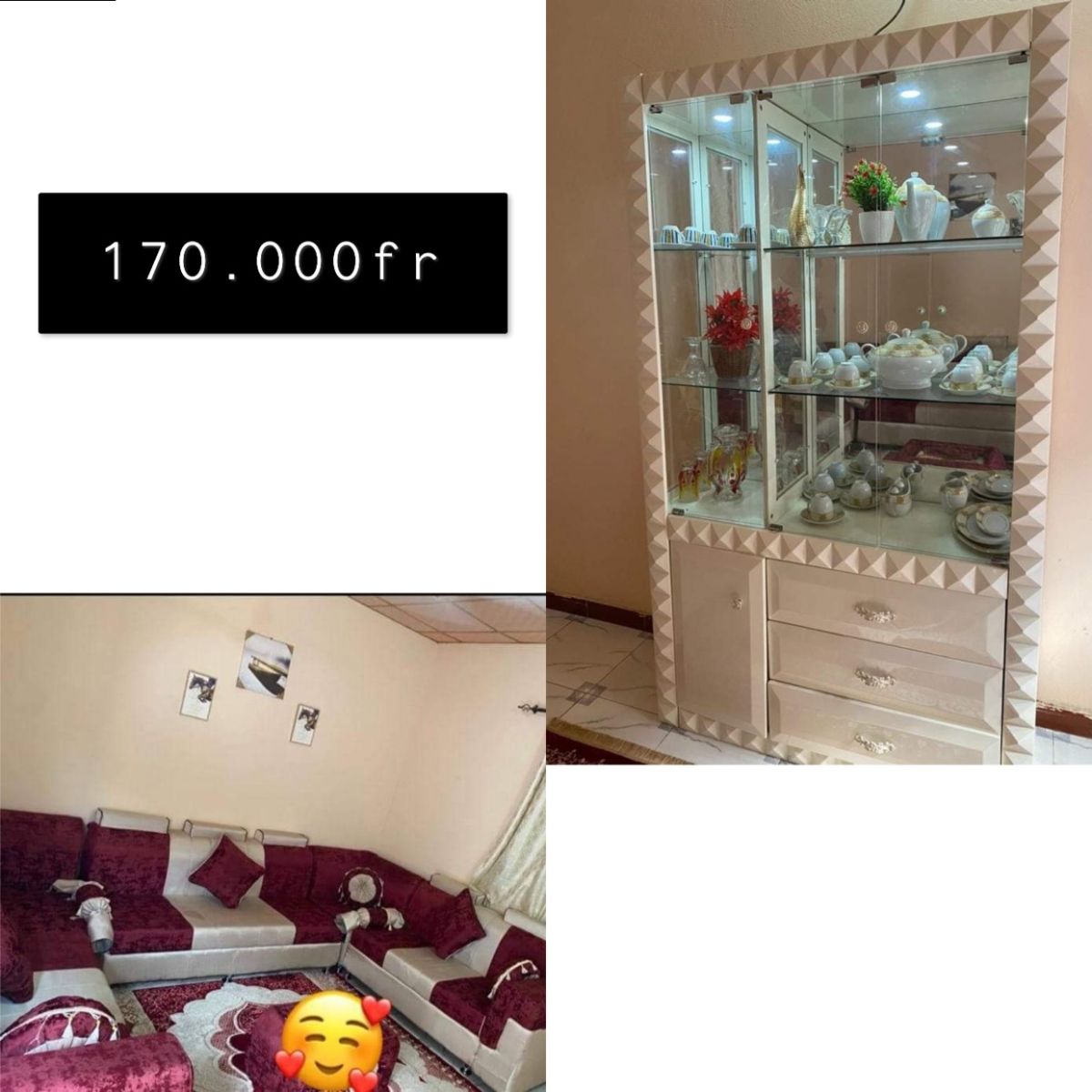 Salon presque neuf avec living