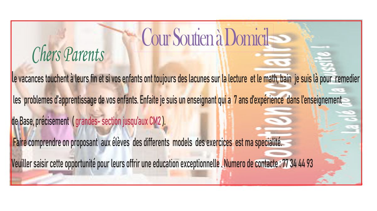 Soutien scolaire pour enfants en difficulté à domicile