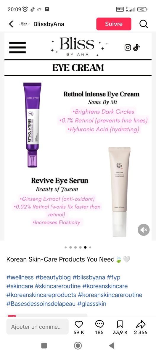 Crème pour les yeux au rétinol - Réduisez les rides et les cernes