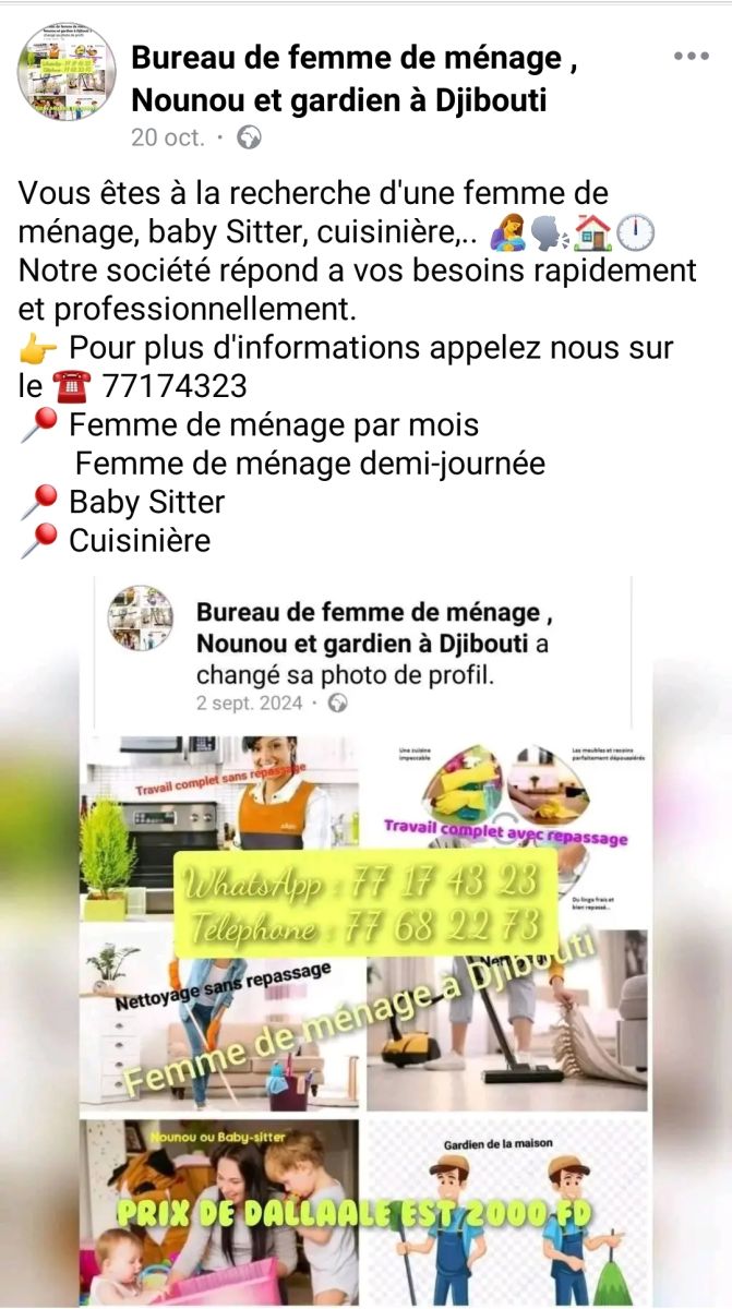 Femme de ménage à Djibouti