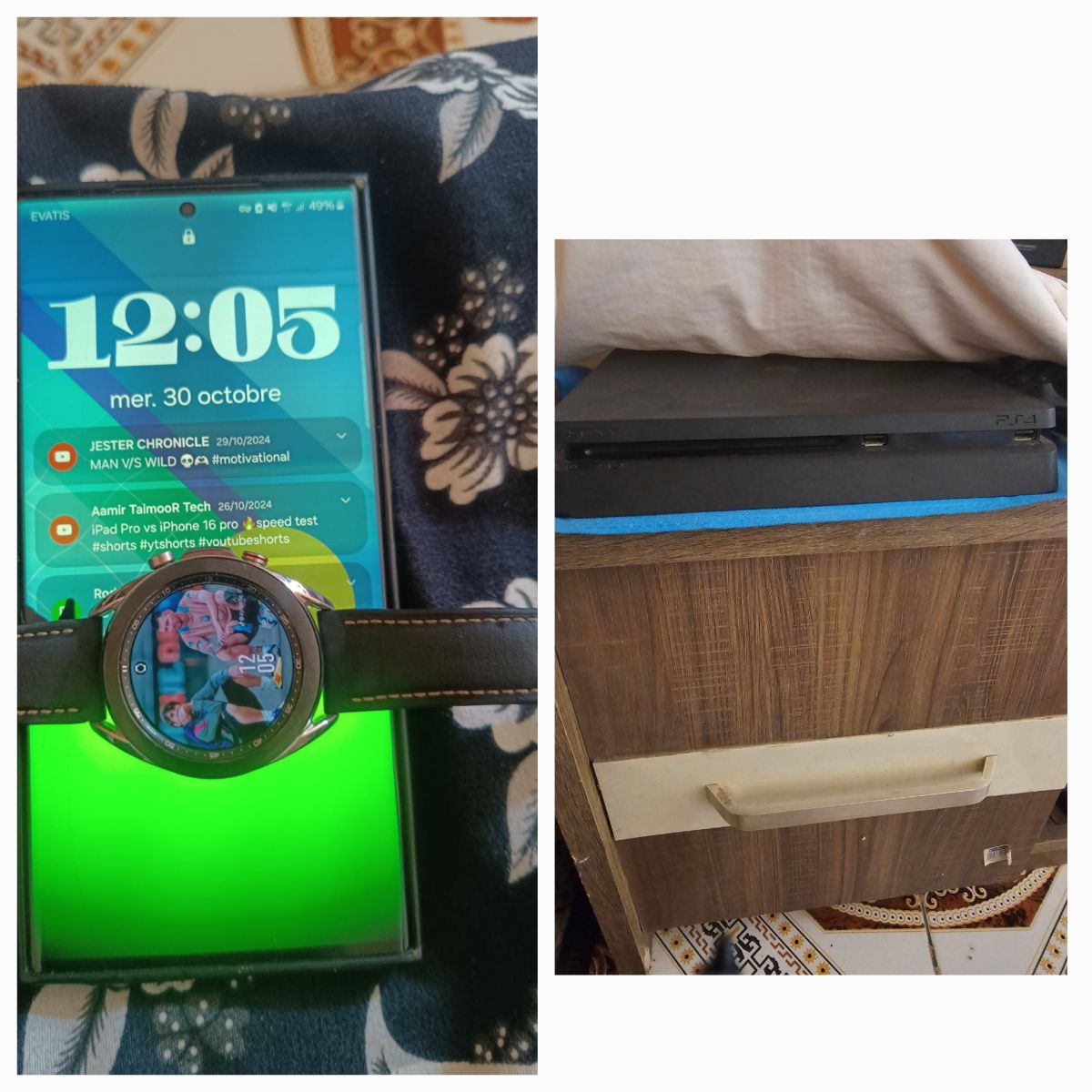 PS4 Slim 1To + Jeux Naruto Storm 4 et FIFA23 + Galaxy Watch 3 + S23 Ultra 256Go endommagé