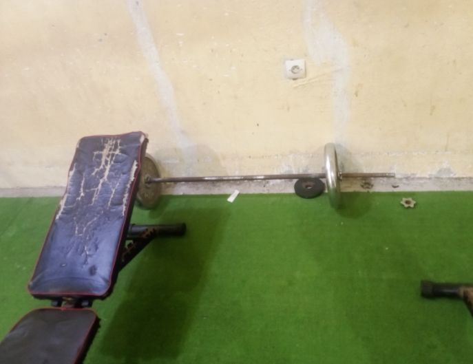 Barres d\'haltères longues 180cm + 2 boîtes 20kg pour musculation