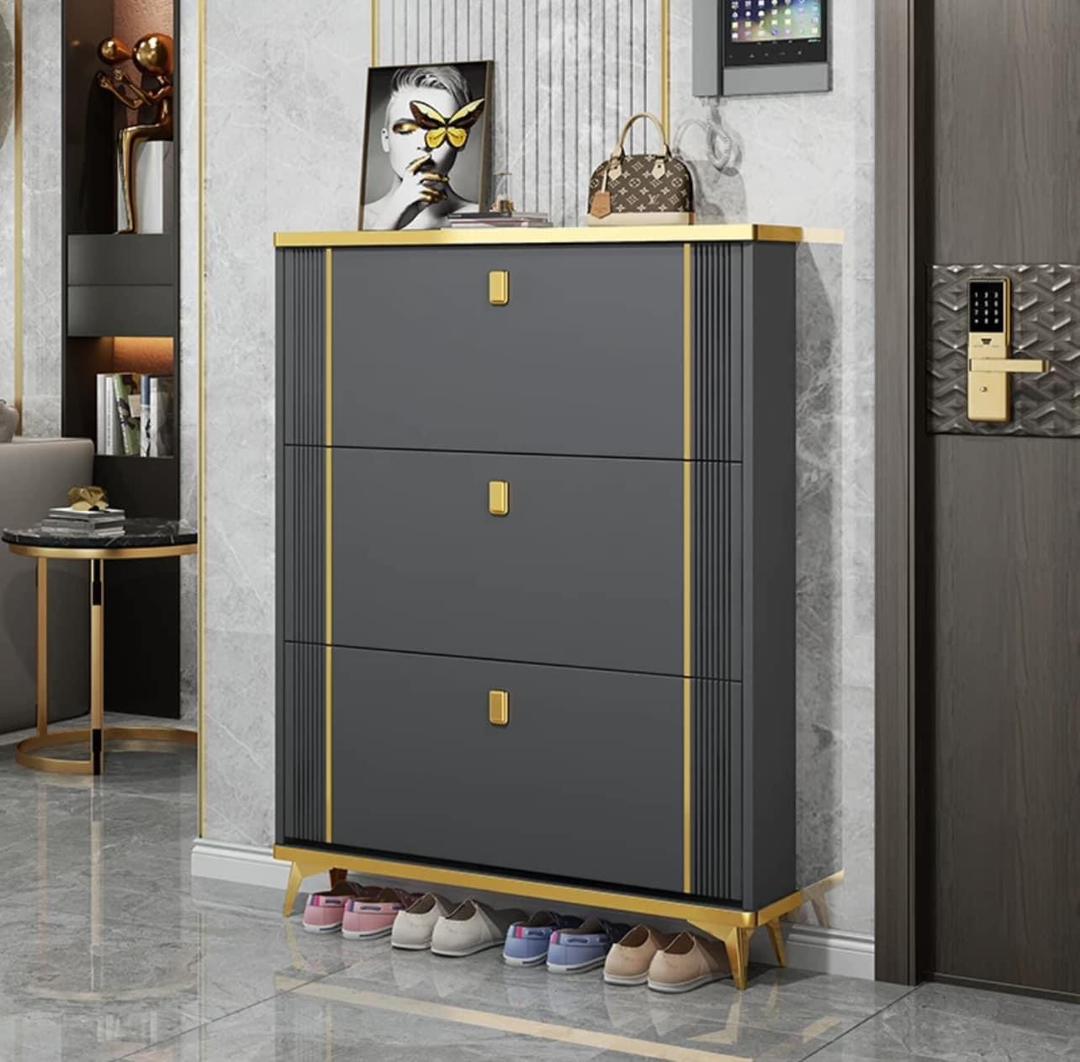 Armoire à chaussures en bois élégante et pratique avec tiroirs et pieds surélevés