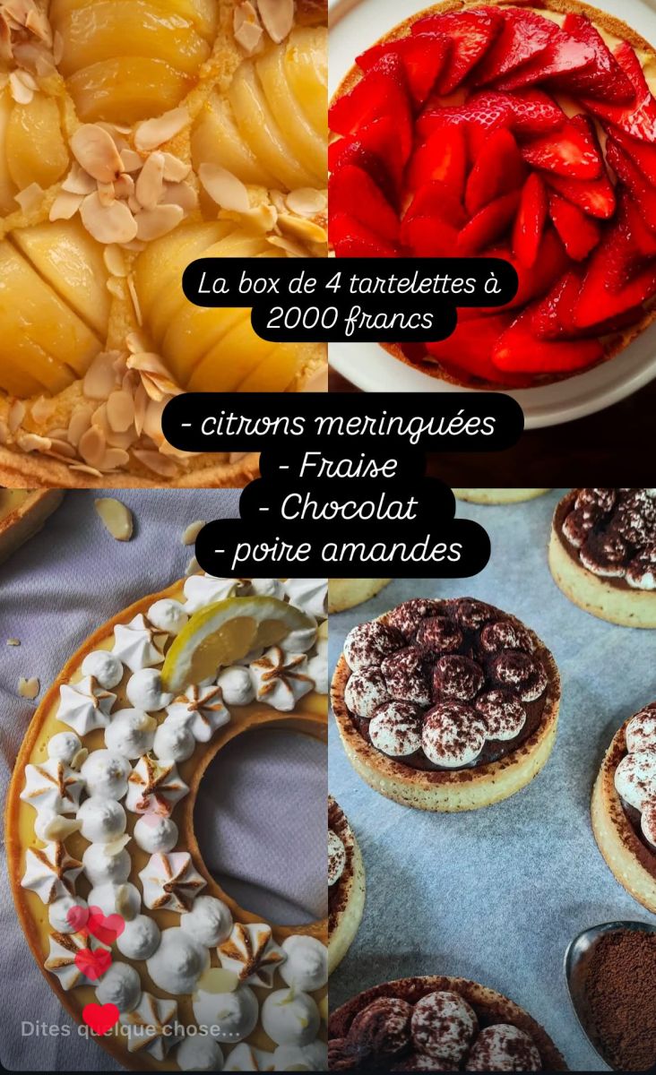 Box 4 tartelettes saveurs citron, fraise, chocolat et poire amande