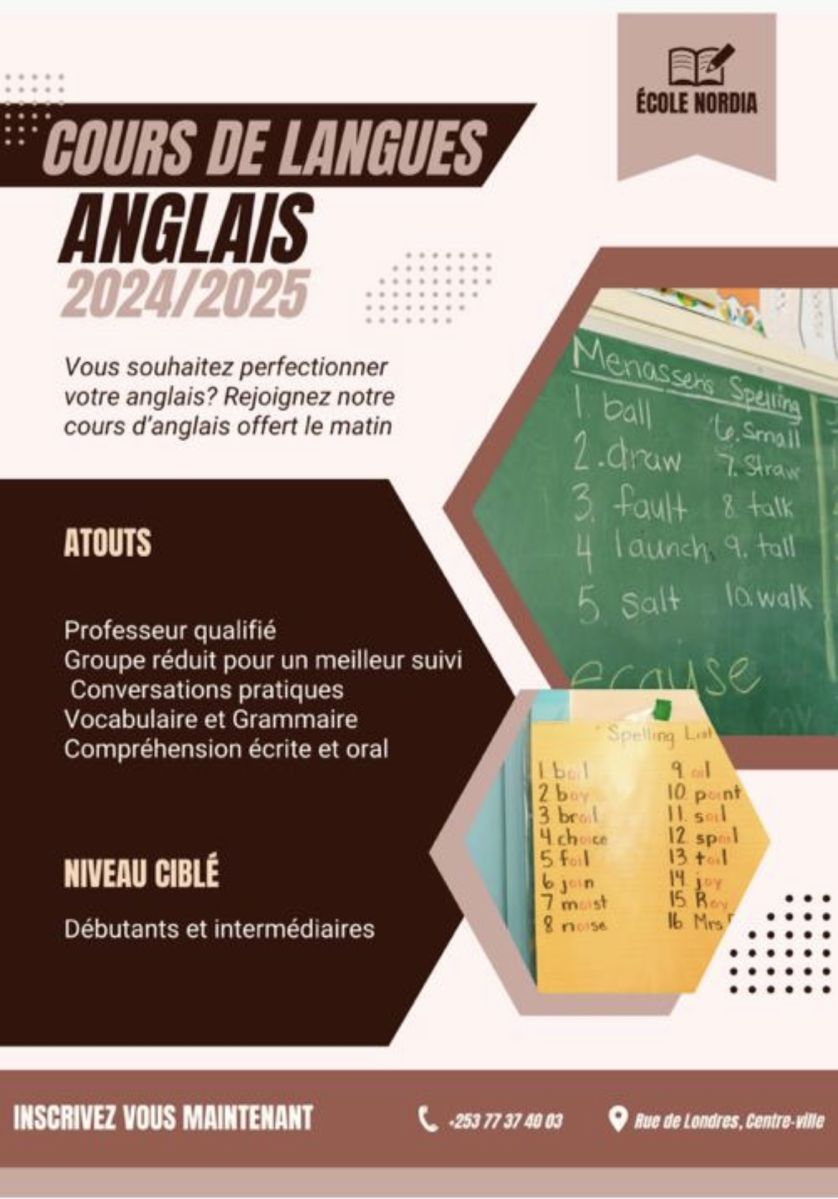 Cours d\'anglais tous niveaux, 19h-21h centre-ville