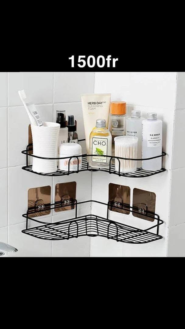 Étagère d\'angle murale en métal – Salle de bain et cuisine