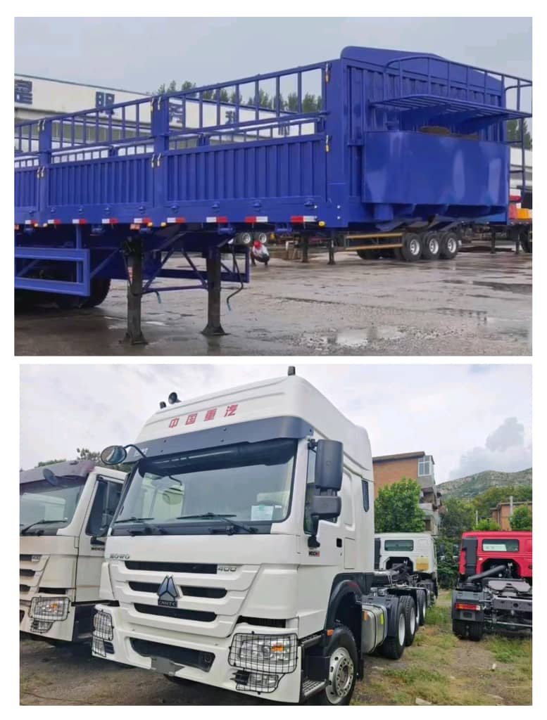 SINOTRUK Prime Mover 400HP + 3 Axle Flatbed Semi Trailer - VENTE DE 2 NOUVEAUX CAMIONS REMORQUES