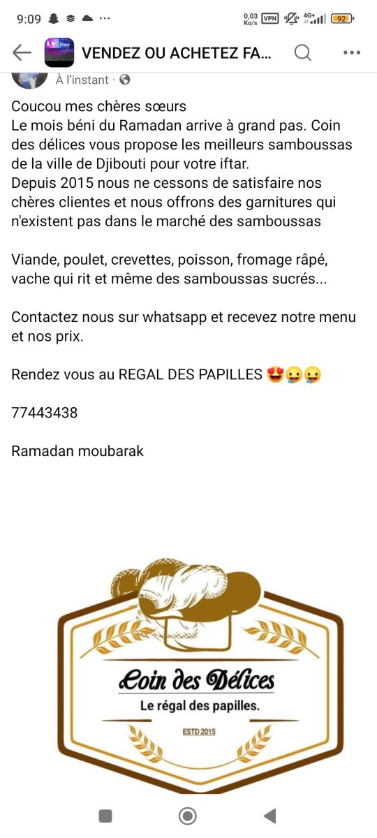 Menu Ramadan de haute qualité pour votre IFTAR