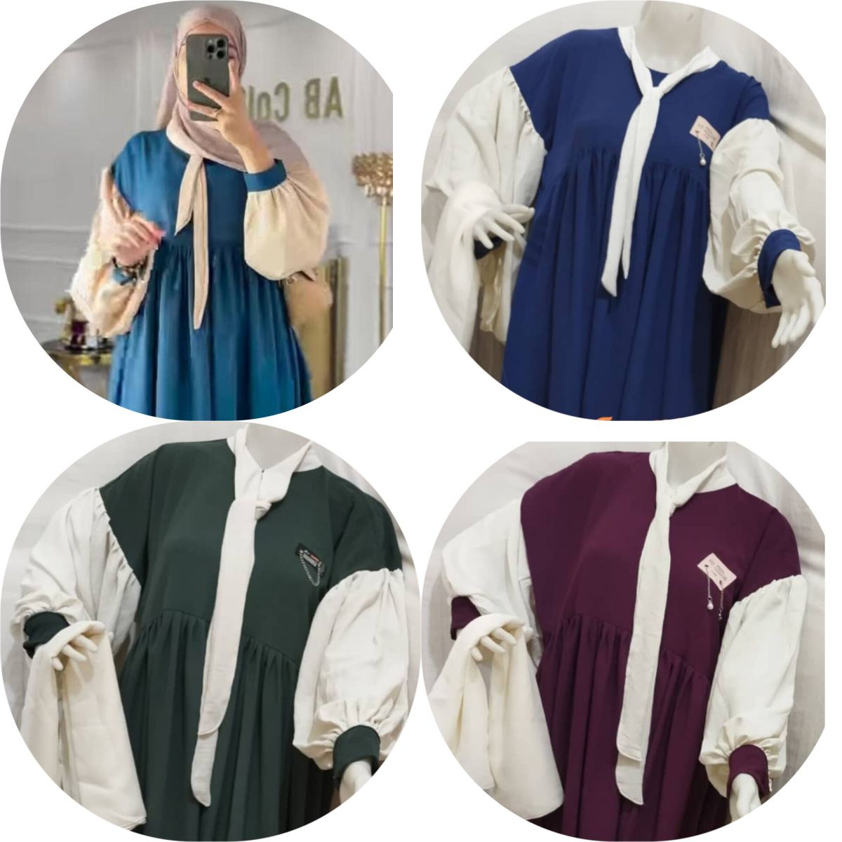 Robes bicolores élégantes avec boutons et noeux