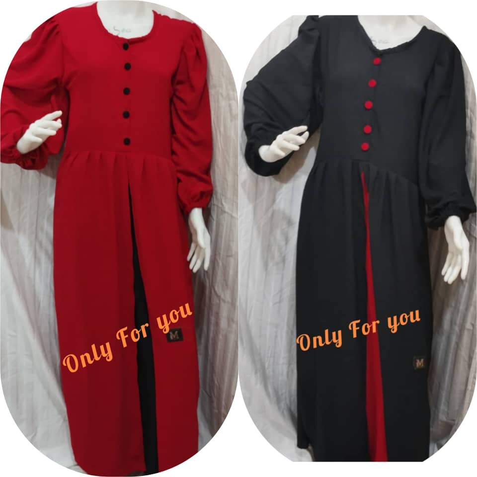 Abaya élégante bicolore - coupe fluide et manches bouffantes à vendre