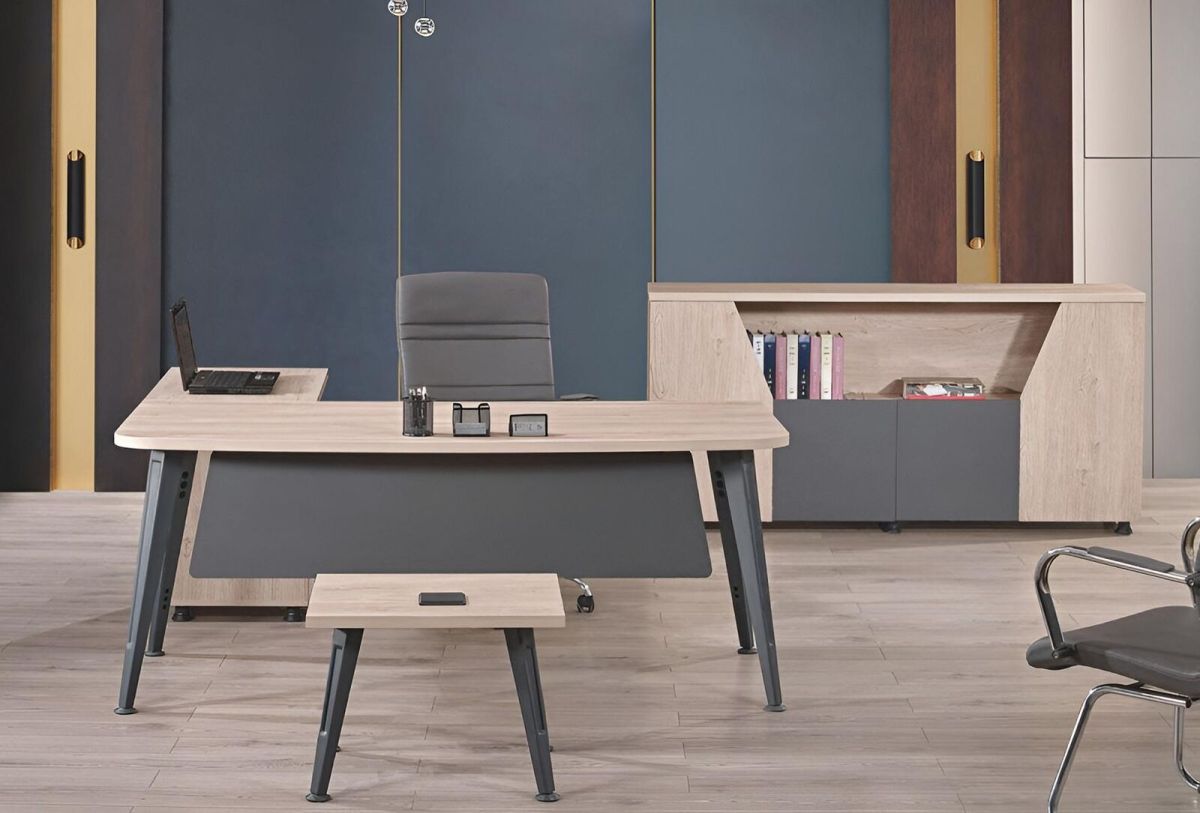 Bureau Design Industriel Brice 90x50 Cm - Plateau Mélamine, Pieds Métal - Avec Rangement - Idéal Télétravail, études