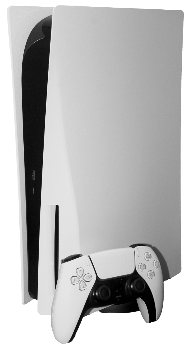 Console PS5 avec 4 jeux pré-installés et une manette en bon état à vendre