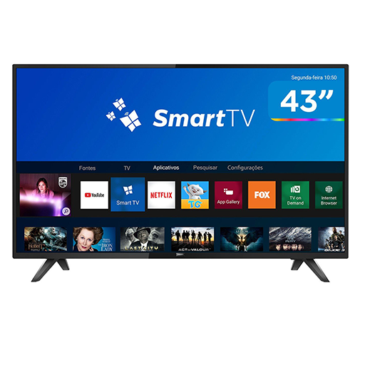 Téléviseur Smart 43 pouces, peu utilisé, avec accroche murale