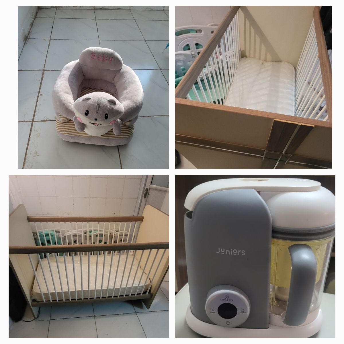 Accessoires pour bébé - Berceau en bois, cuiseur vapeur et siège bébé