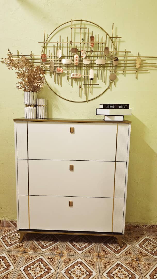 Armoire à chaussures en bois 3 tiroirs - Neuve