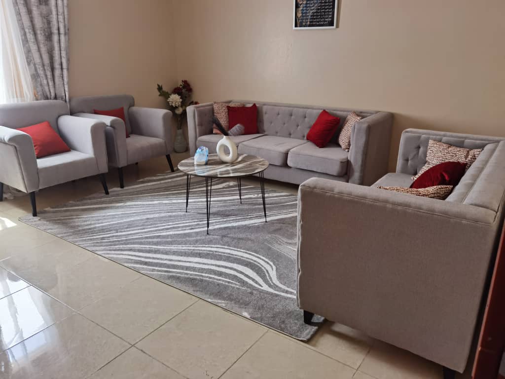 Salon 5 places presque neuf avec accessoires inclus